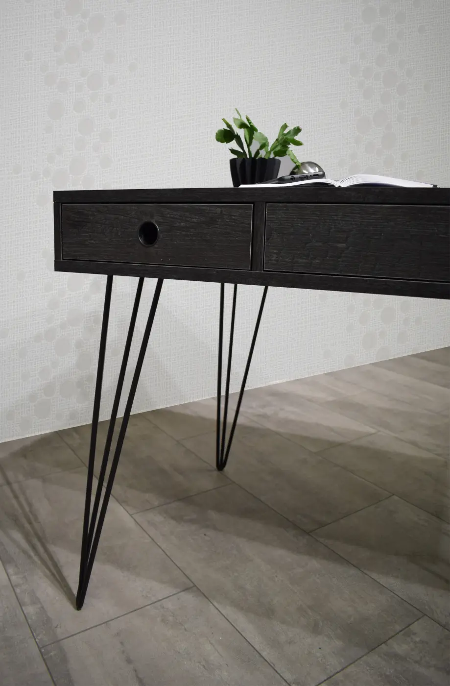 Mäusbacher Schreibtisch Office schwarz matt / flamed wood black