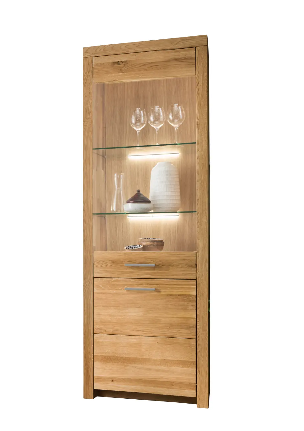3S Frankenmöbel Vitrine WZ-0169 Wildeiche massiv geölt 65x204x40 cm