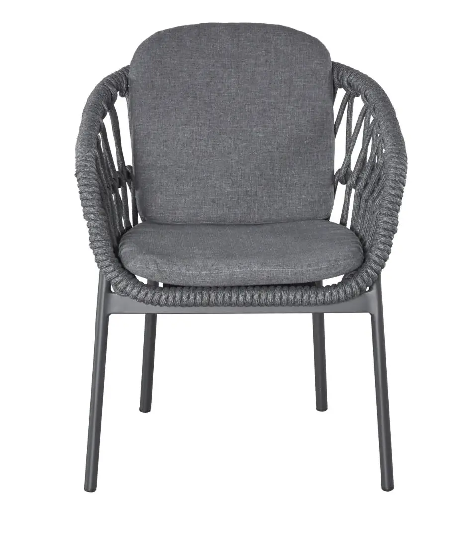 LC Garden Armlehnstuhl 249814 Bari ca. 63x64x78,5 cm Aluminiumgestell Anthrazit Kordel dunkelgrau