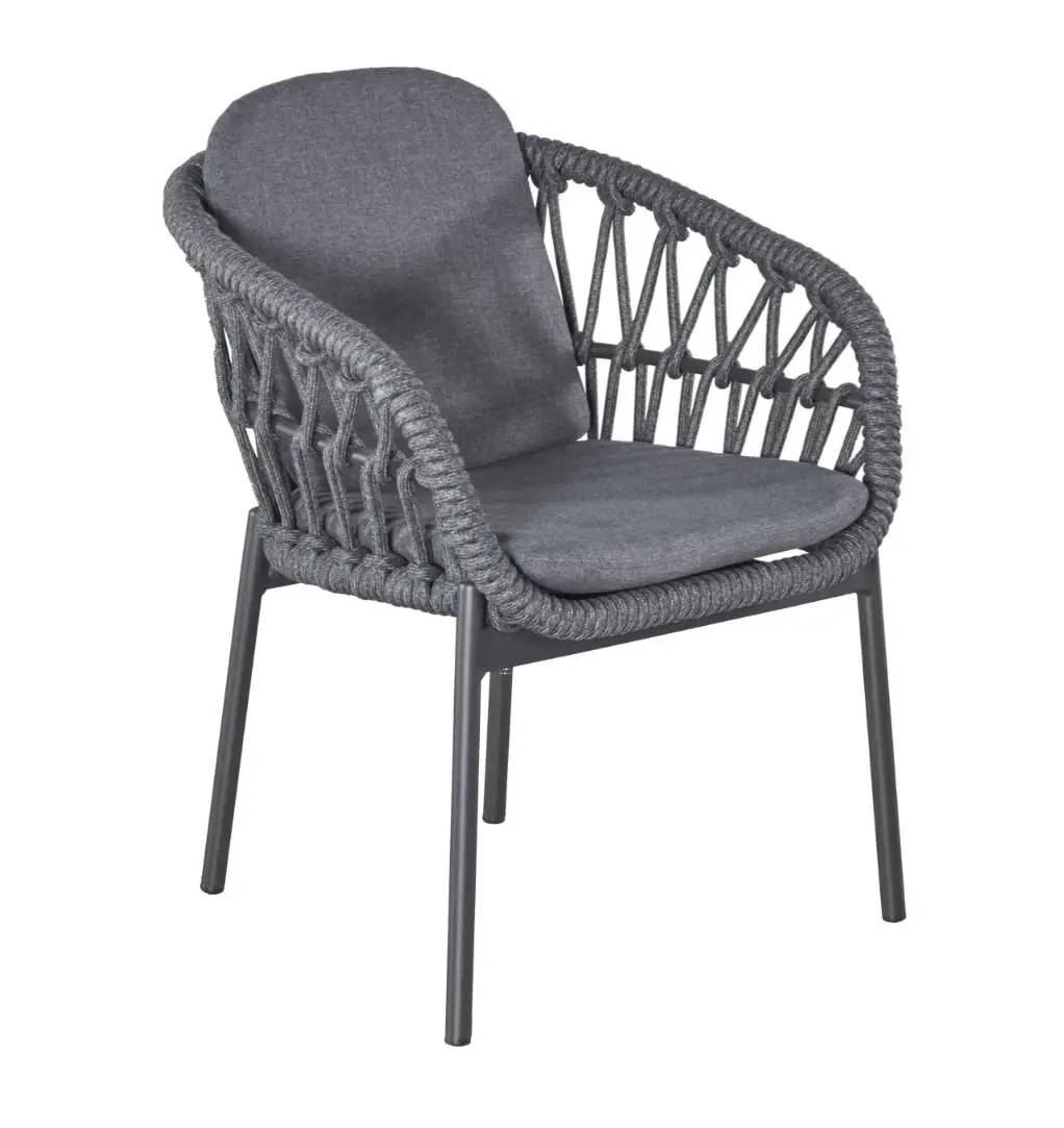 LC Garden Armlehnstuhl 249814 Bari ca. 63x64x78,5 cm Aluminiumgestell Anthrazit Kordel dunkelgrau