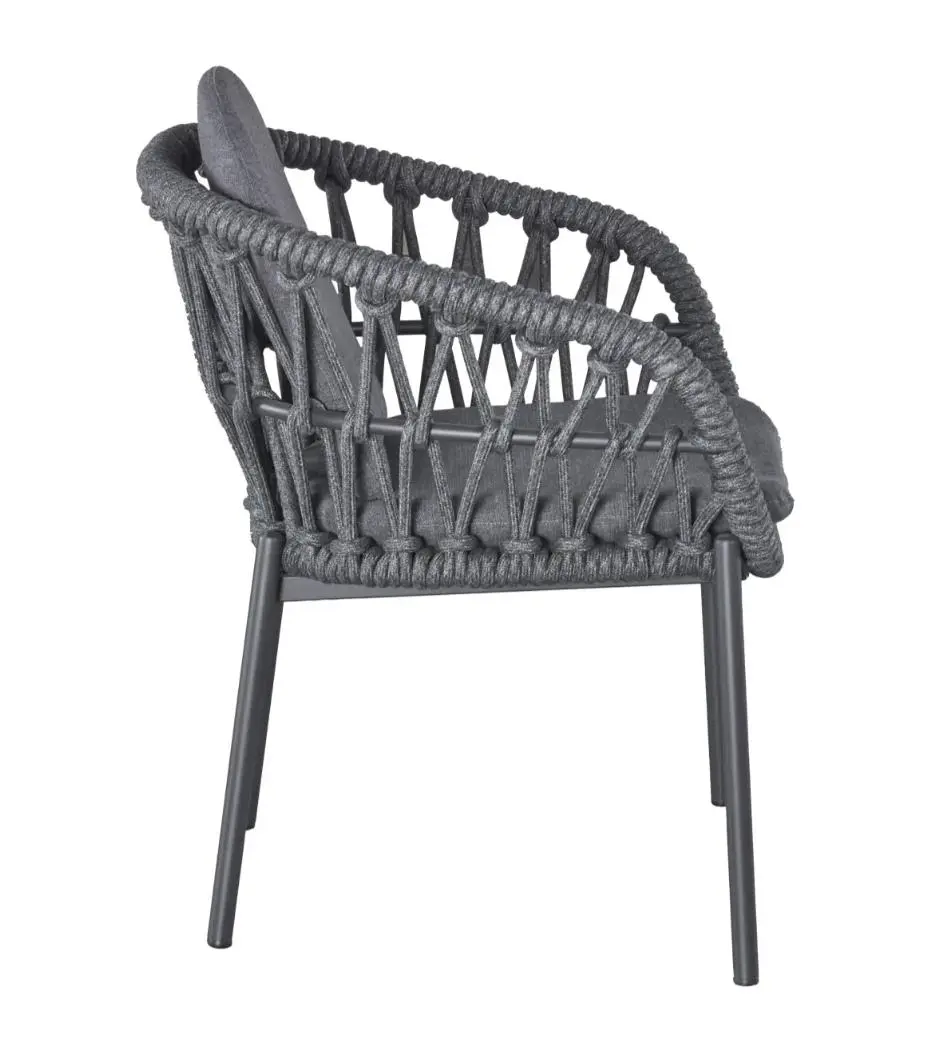 LC Garden Armlehnstuhl 249814 Bari ca. 63x64x78,5 cm Aluminiumgestell Anthrazit Kordel dunkelgrau