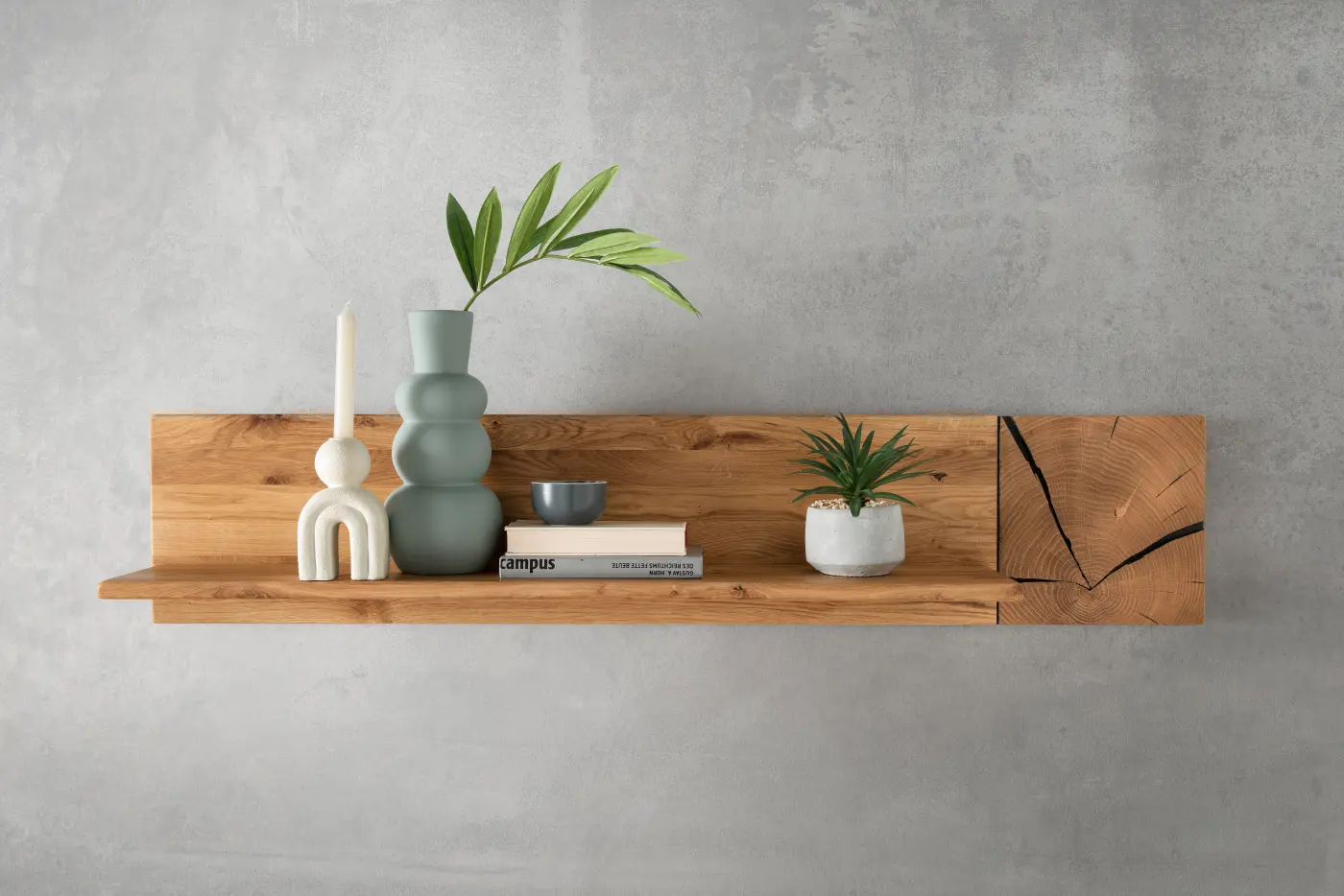 3S Frankenmöbel Wandboard I Wildeiche geölt ca. 90x25x20 cm