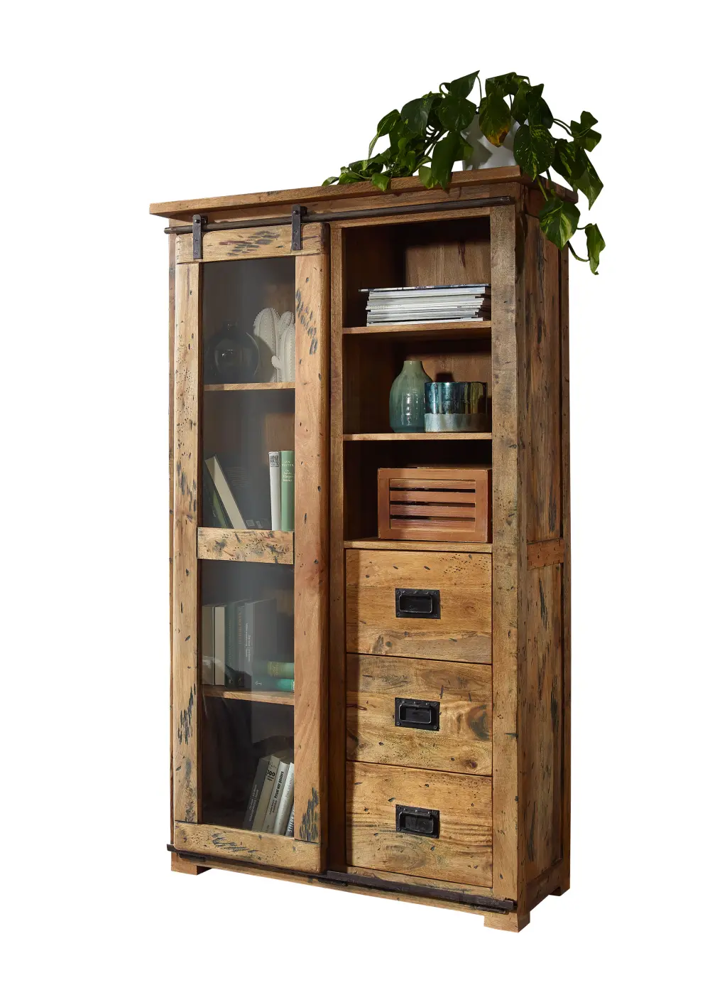 3S Frankenmöbel Vitrine Mango lackiert ca. 100x175x45 cm
