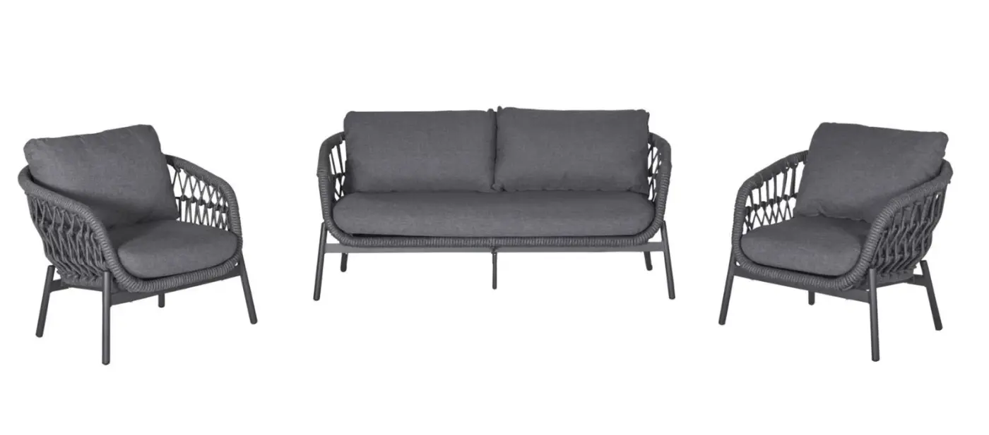 LC Garden Living-Set Bari 3-tlg. Dunkelgrau/Anthrazit