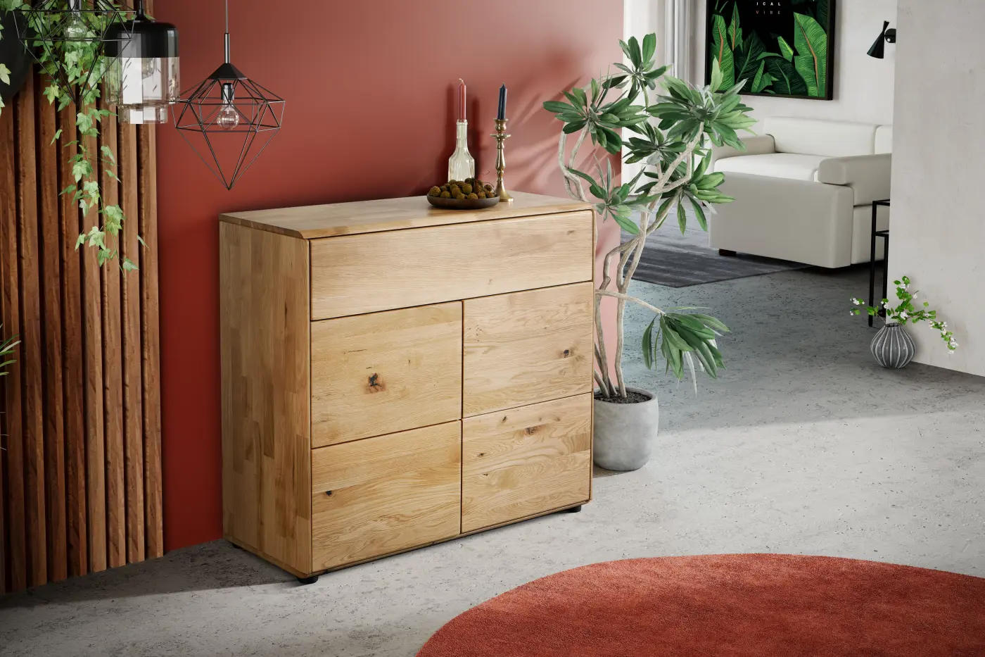 3S Frankenmöbel Kommode Wildeiche massiv geölt ca. 100x91x40 cm 