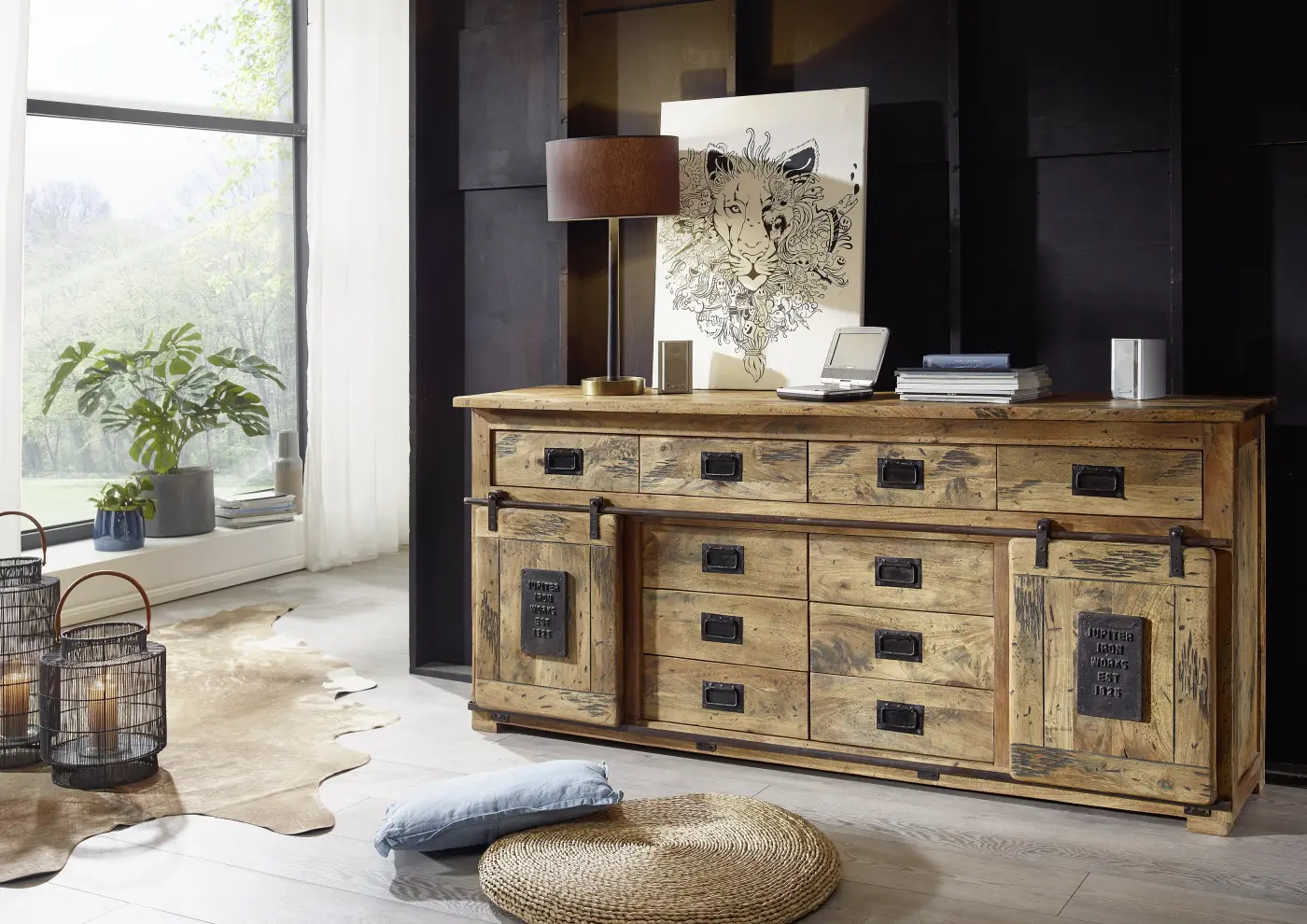 3S Frankenmöbel Sideboard Mango lackiert ca. 200x90x45 cm
