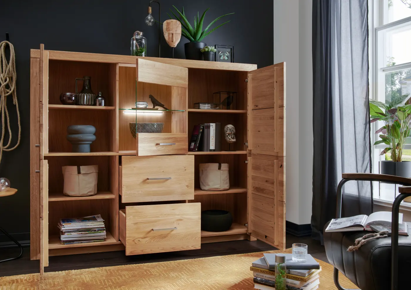3S Frankenmöbel Highboard Wildeiche massiv ca. 171x143x40 cm
