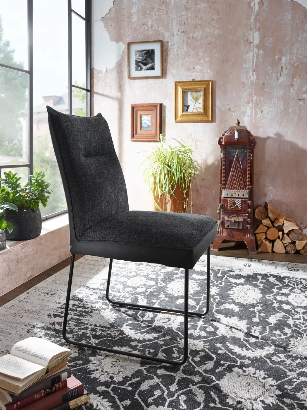 3S Frankenmöbel Esszimmerstuhl ST-0512 dunkelgrau ca.50x94x63 cm